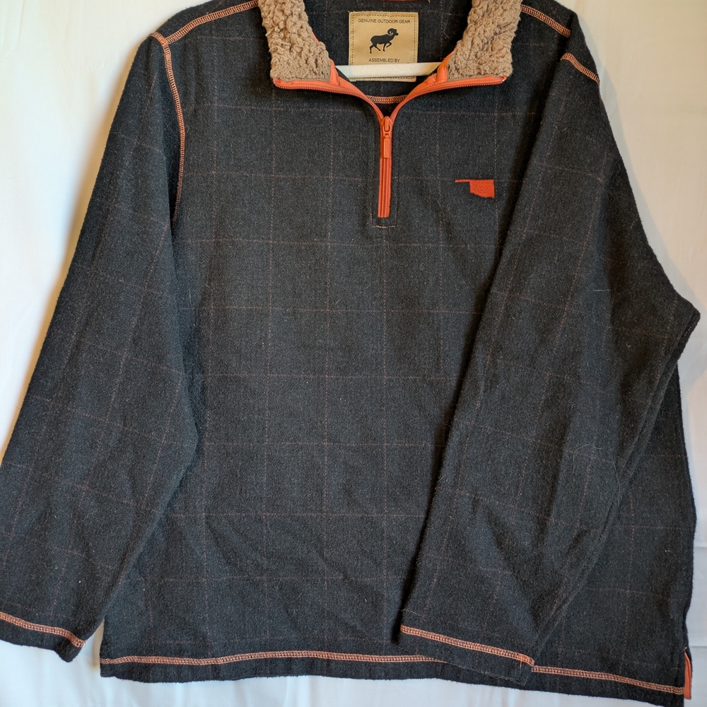 Genuine Outdoor Gear Horn Legend OK Plaid Wool Pullover Sweater Collegiate SzM
